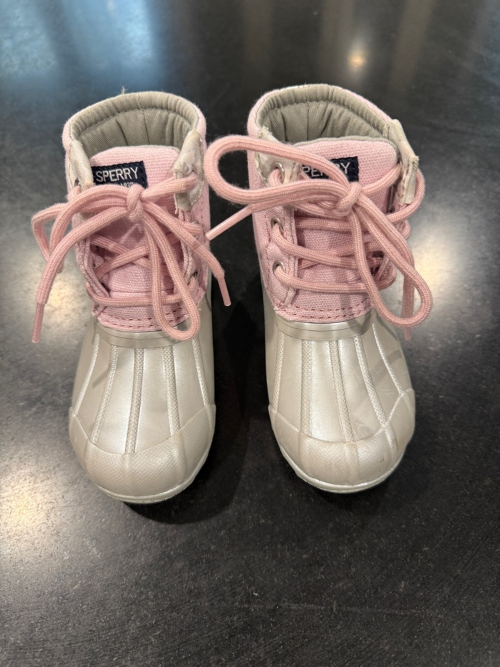 Sperry Kids Sparkle Pink & Silver Camo Waterproof Duck Boots